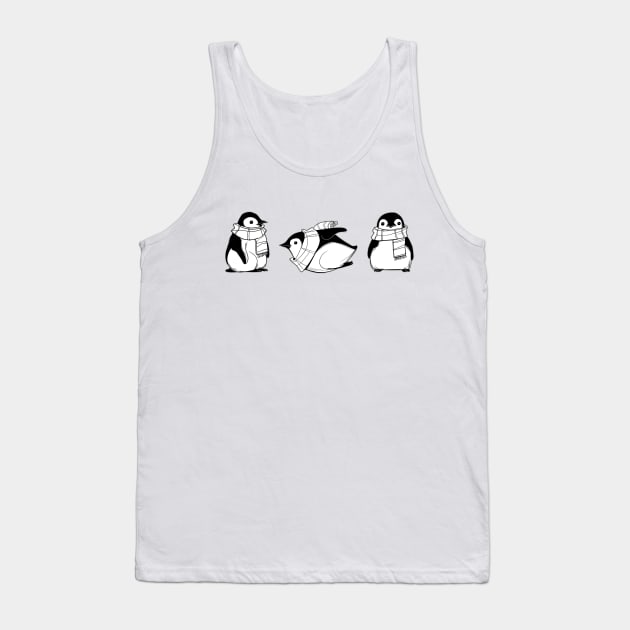 Winter Penguins with scarves Tank Top by evumango